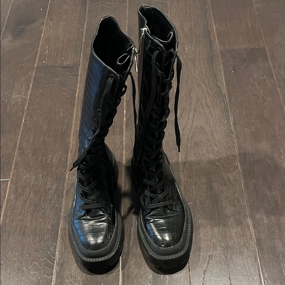 Zara Black Lace-Up Boots